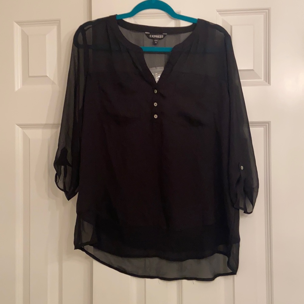 Express Black Mixed Media Blouse